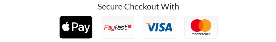 Secure checkout with Apple Pay, PayFast, Visa and Mastercard