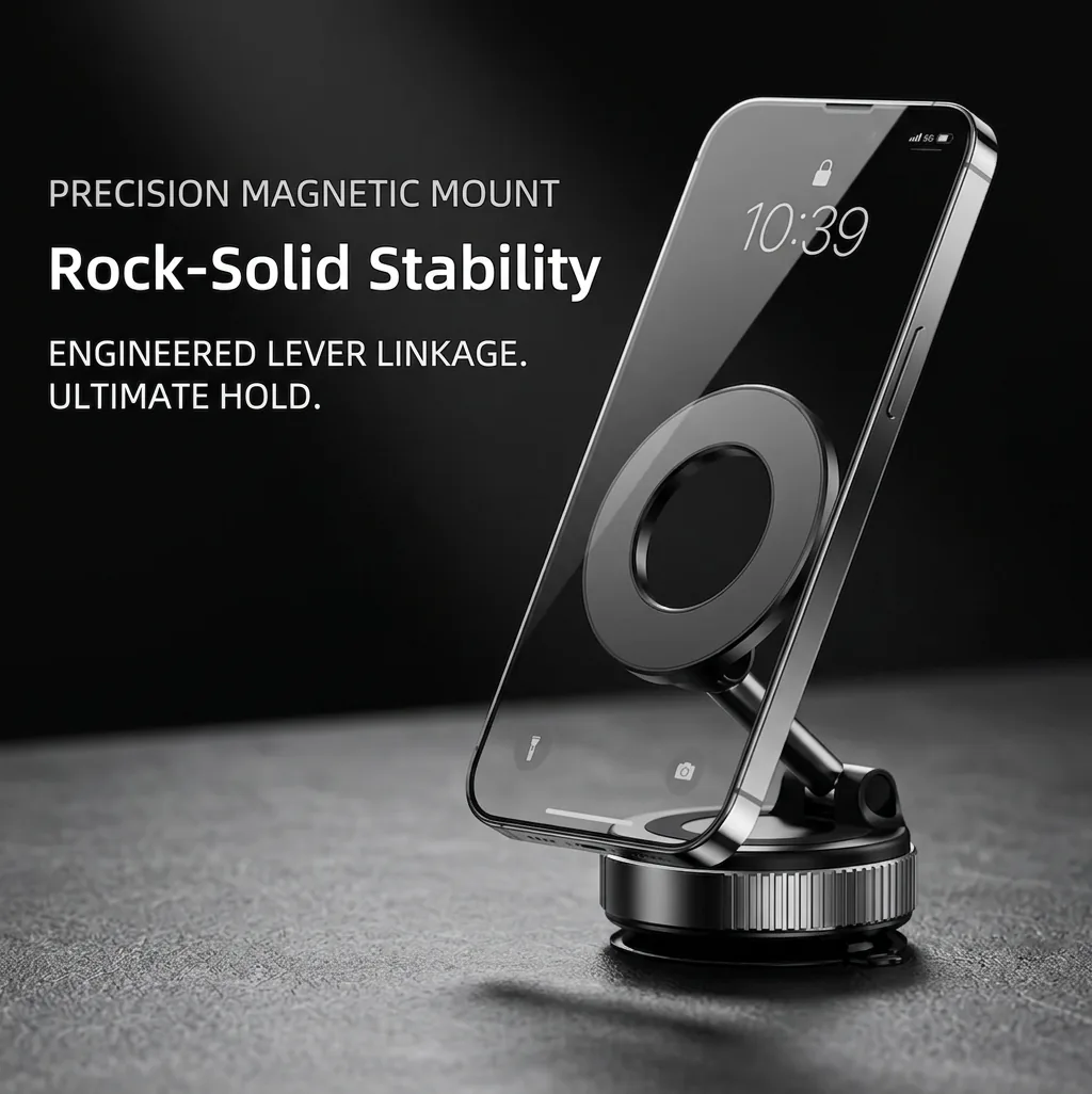 TwistLock Pro Kit holding a phone upright at an angle on a dark surface